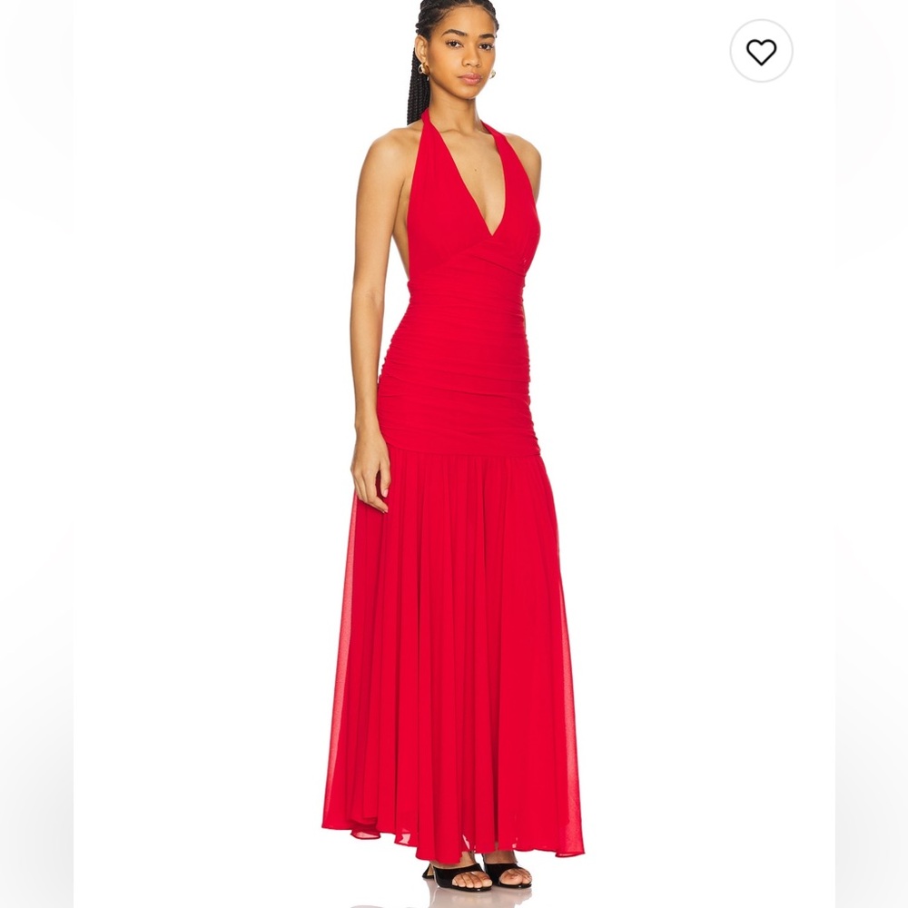 Elegant Red Halter Neck Maxi Dress